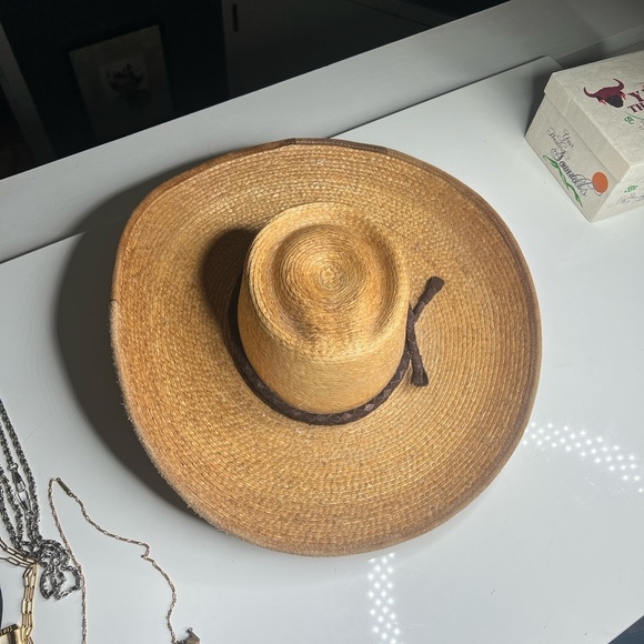 LA GUADALUPANA Tight Weave Braided Suede Strap Mexican Sombrero Wide Brim Hat